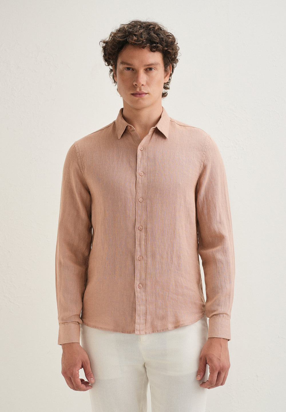 Light Brown Pure Linen Shirt