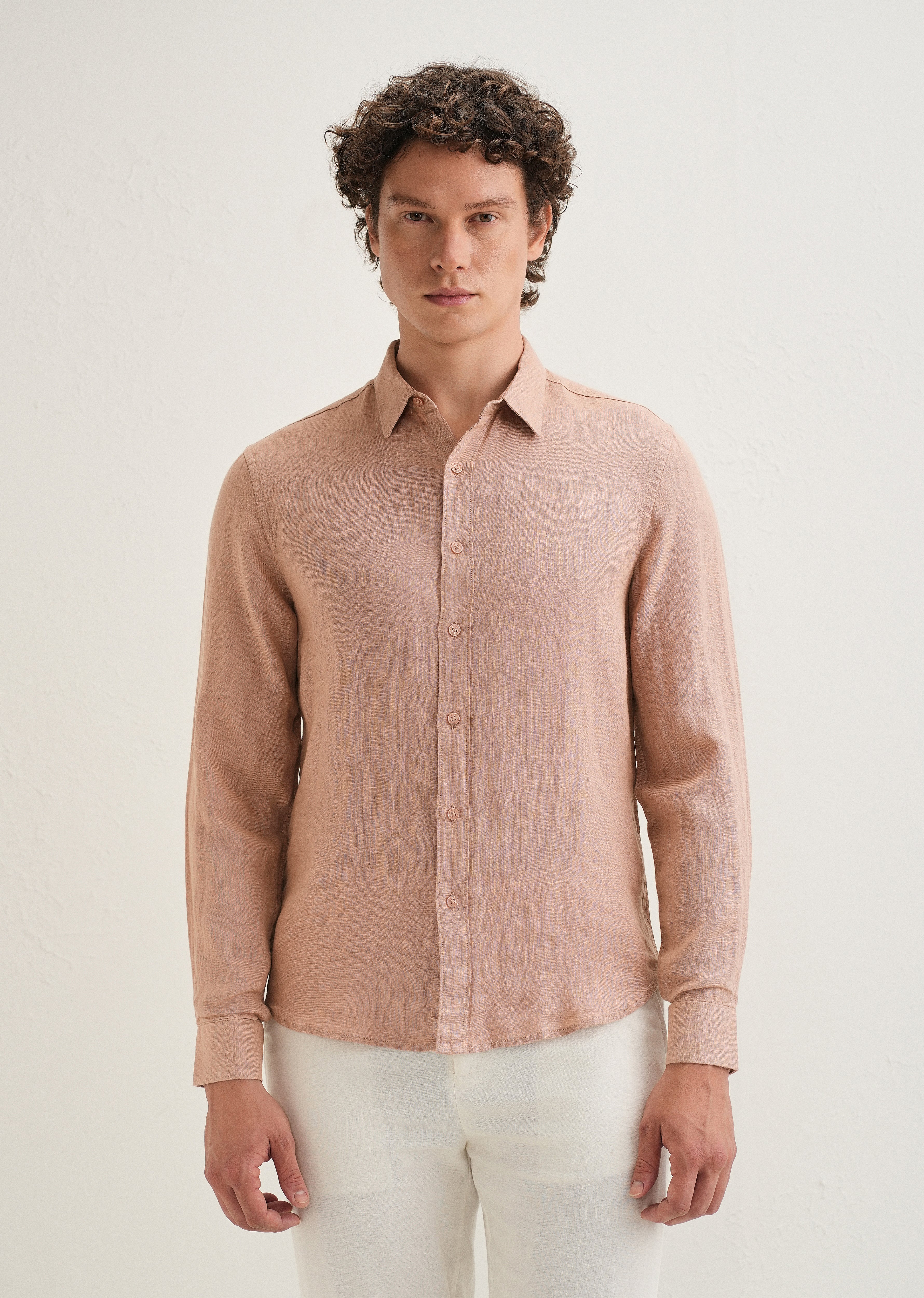 Light Brown Pure Linen Shirt