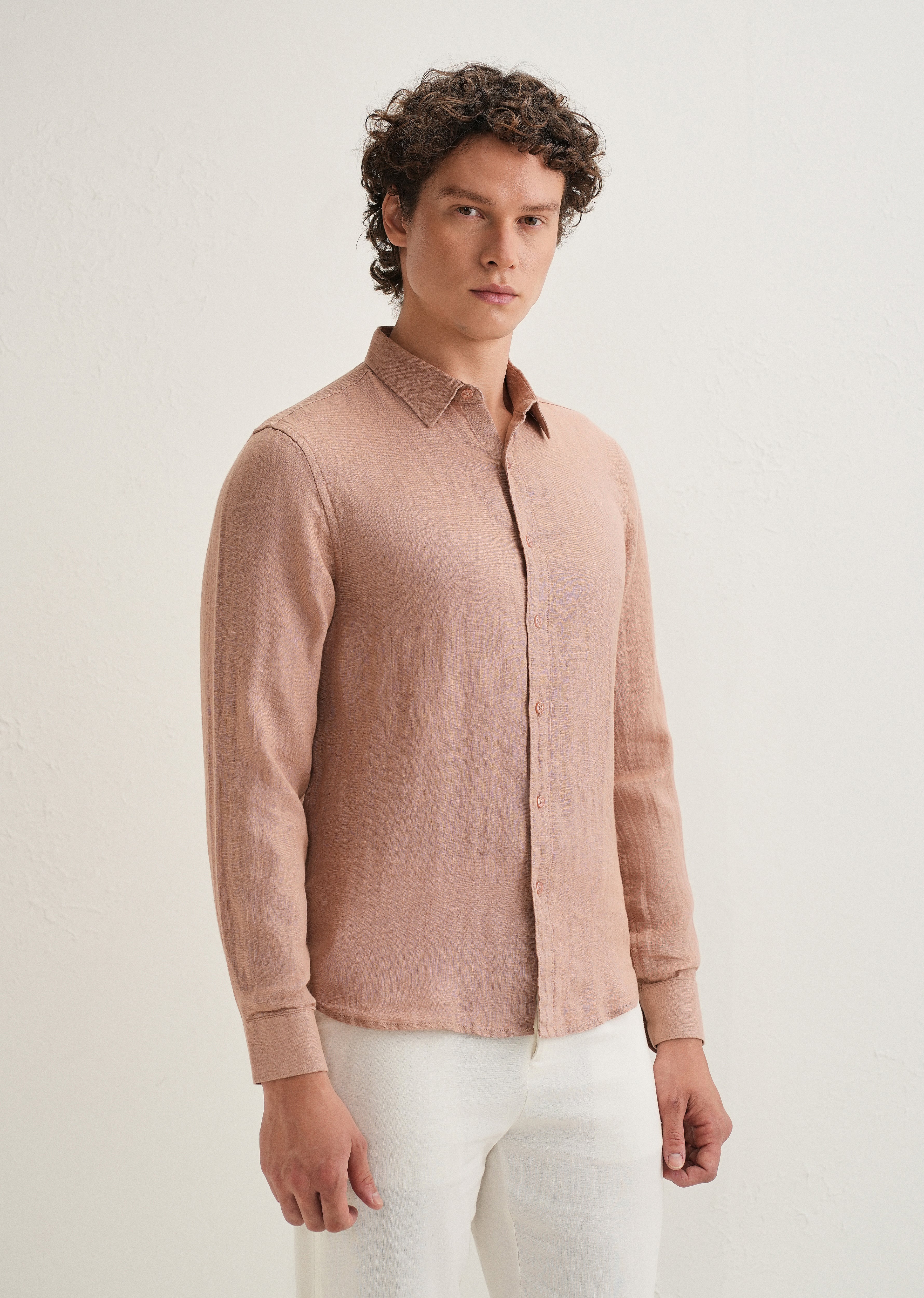 Light Brown Pure Linen Shirt