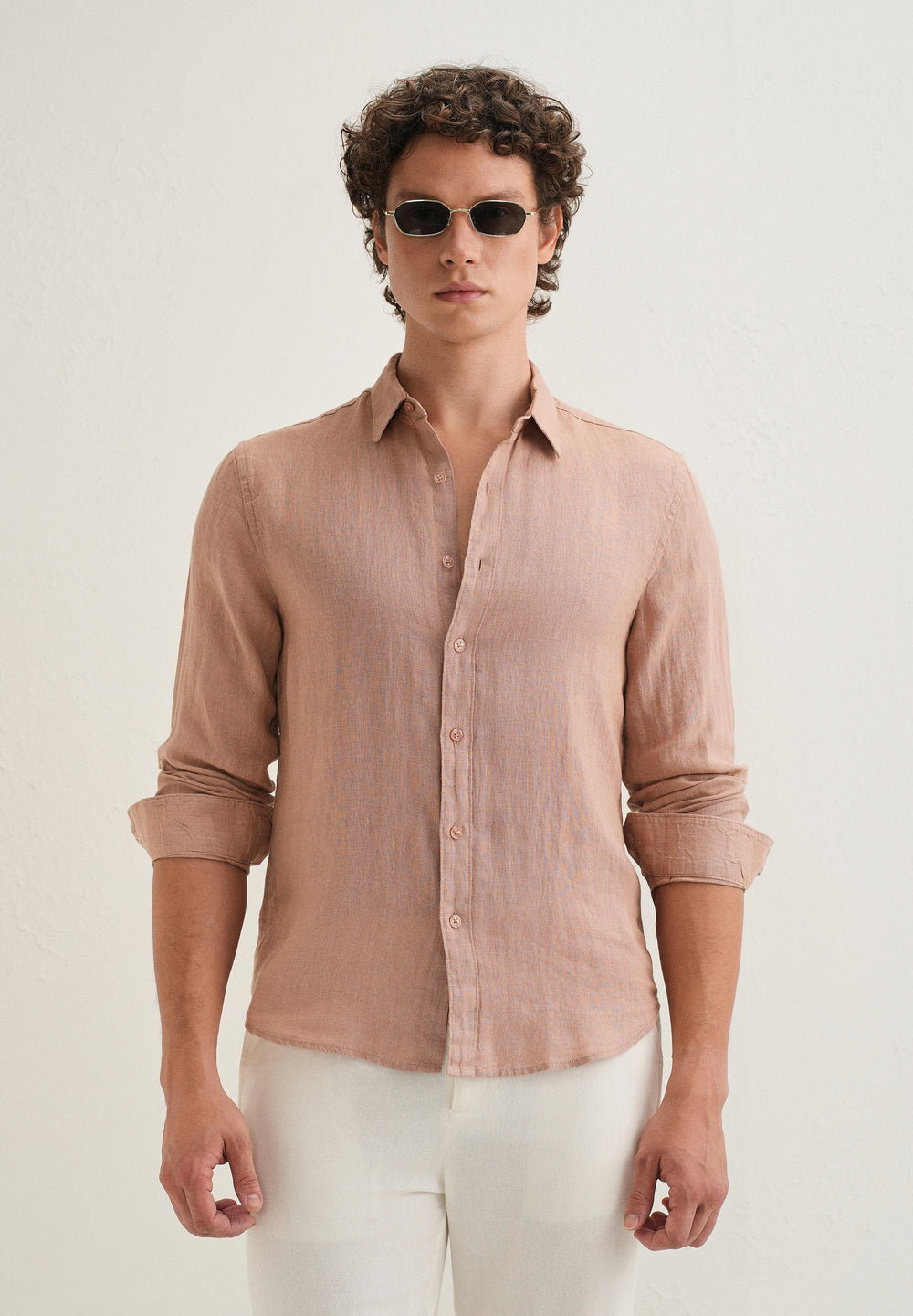 Light Brown Pure Linen Shirt