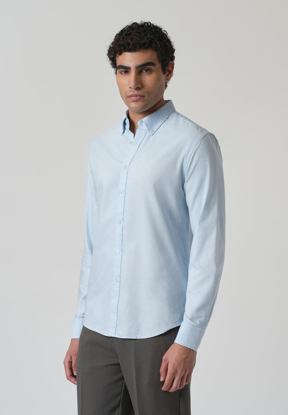 Light Cobalt Blue Plain Oxford Shirt