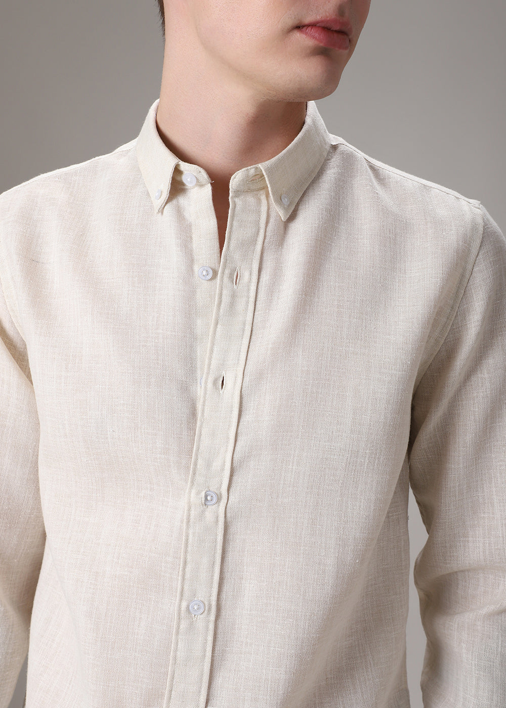 Light Cream Blended Linen shirt