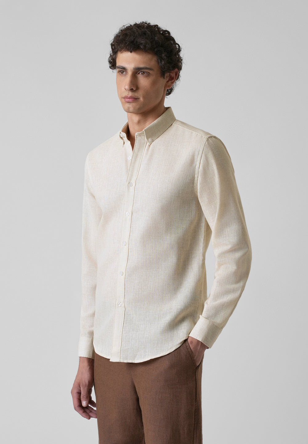Light Cream Blended Linen shirt