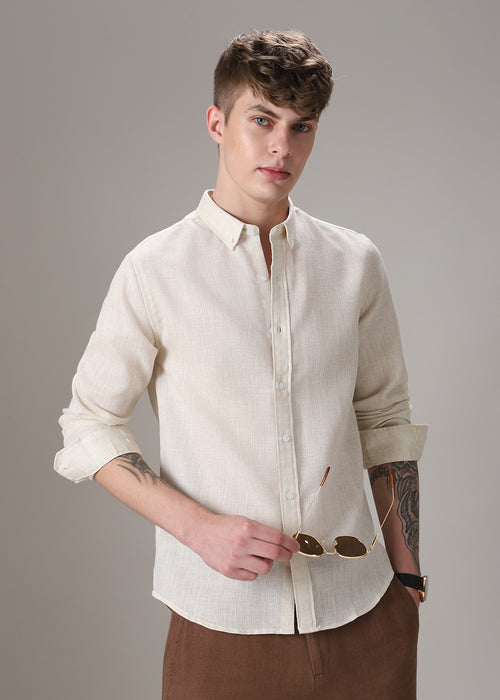 Light Cream Blended Linen shirt