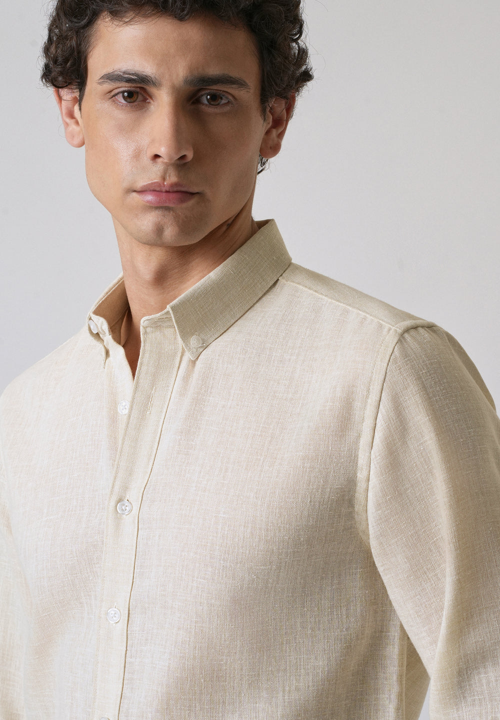 Light Cream Blended Linen shirt