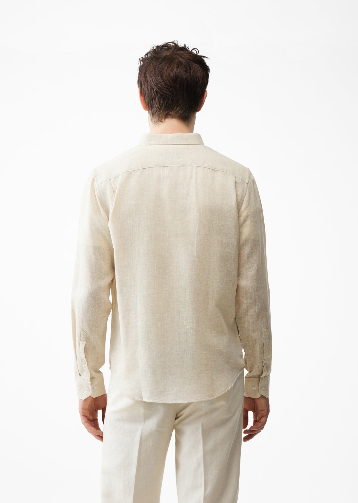 Light Cream Linen Blend Shirt