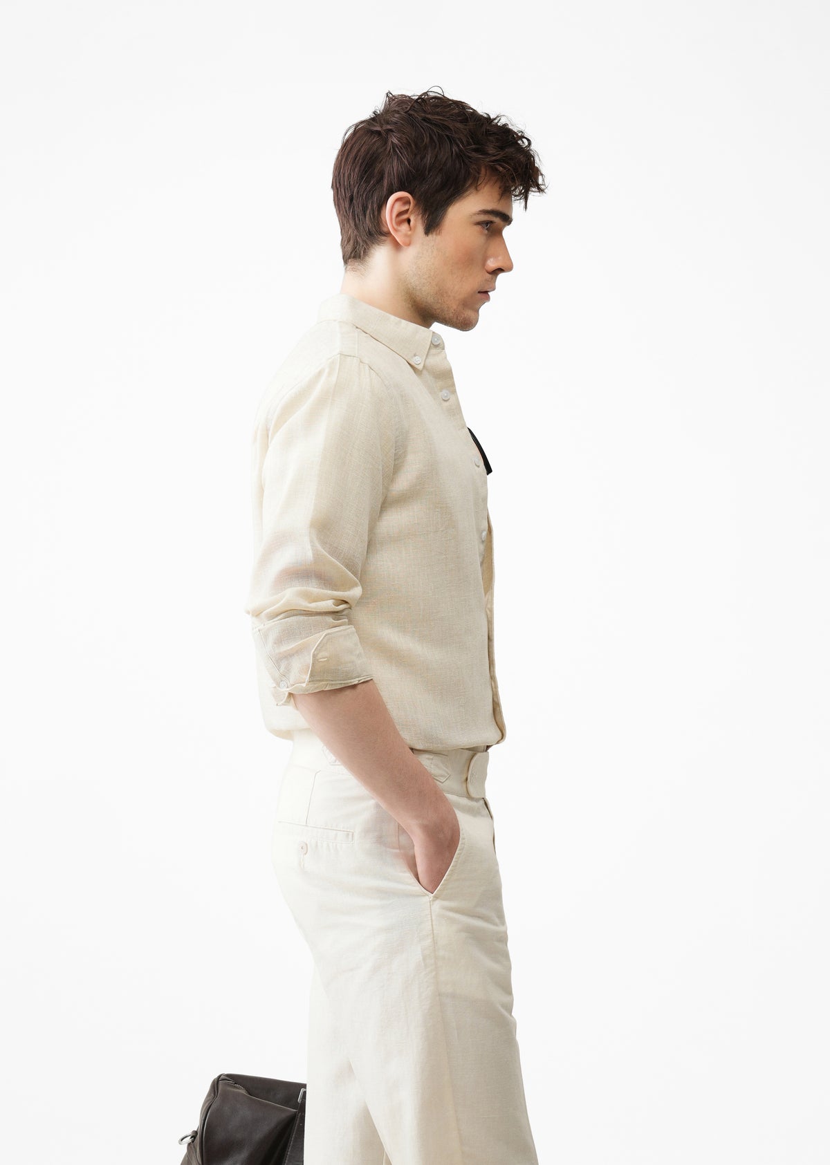 Light Cream Linen Blend Shirt
