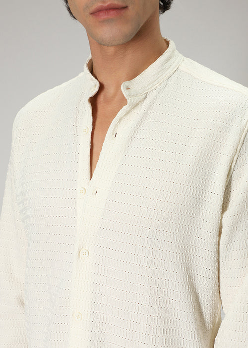 Light Cream Knitted Crochet Shirt