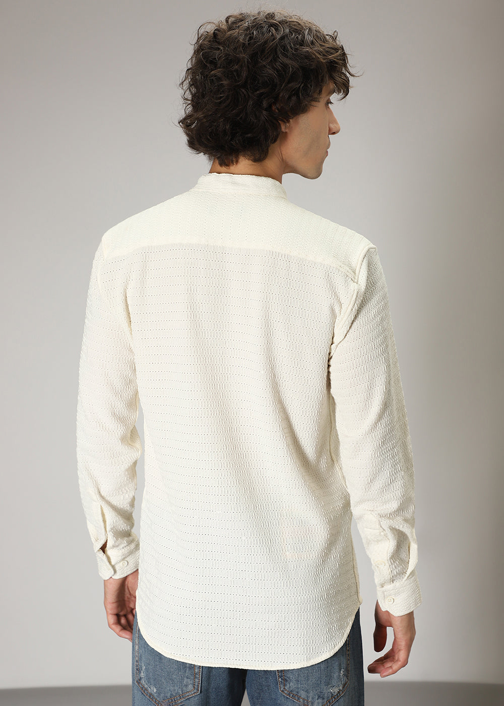 Light Cream Knitted Crochet Shirt