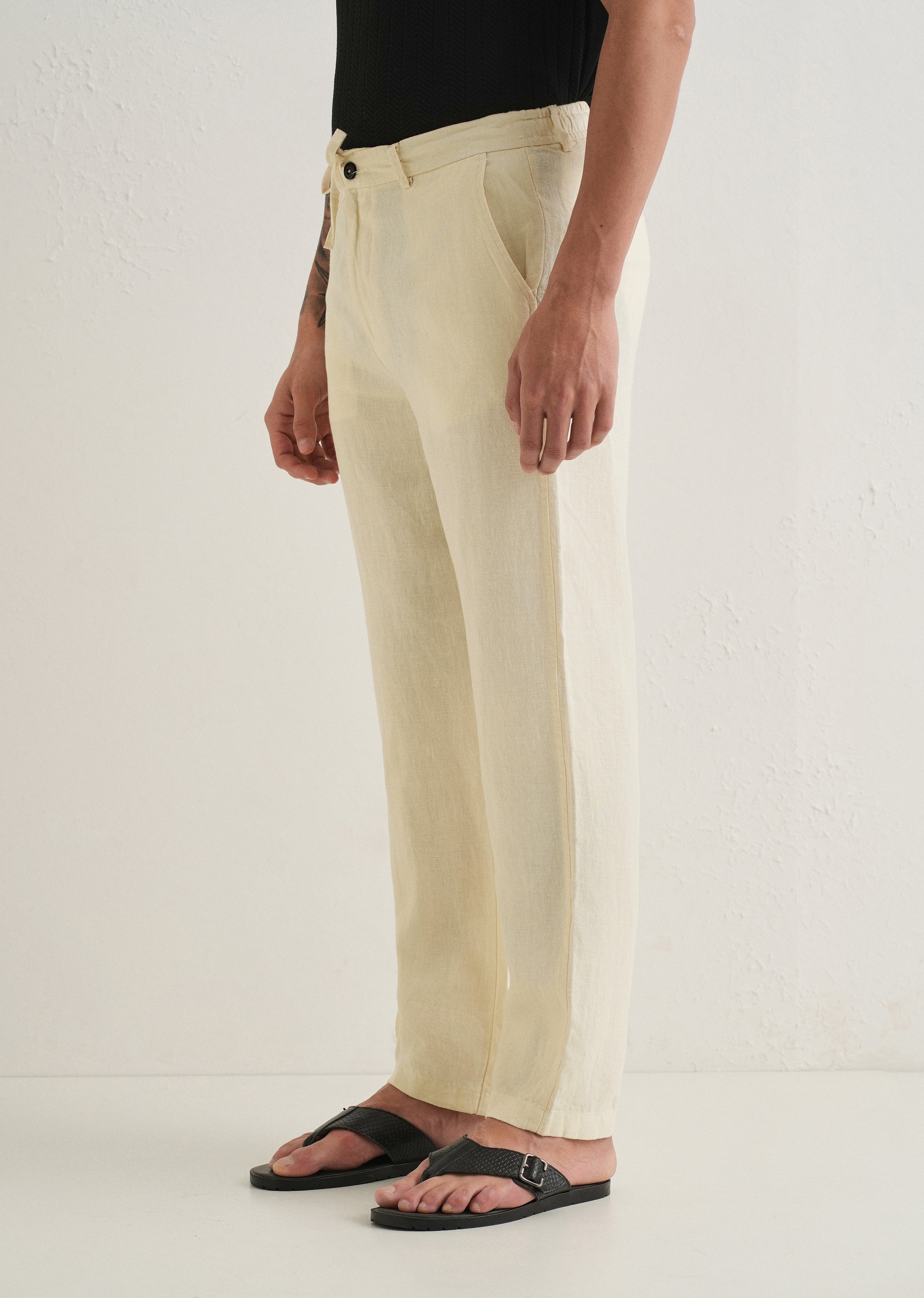 Light Cream Linen Pant