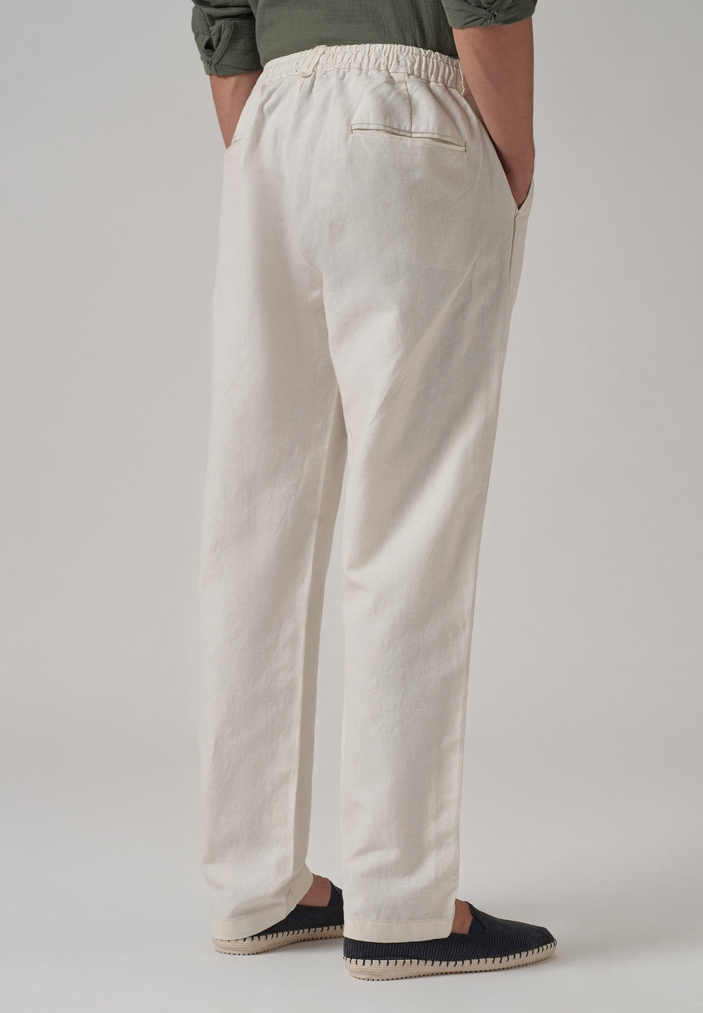 Light Cream Linen Relaxed Fit Trouser