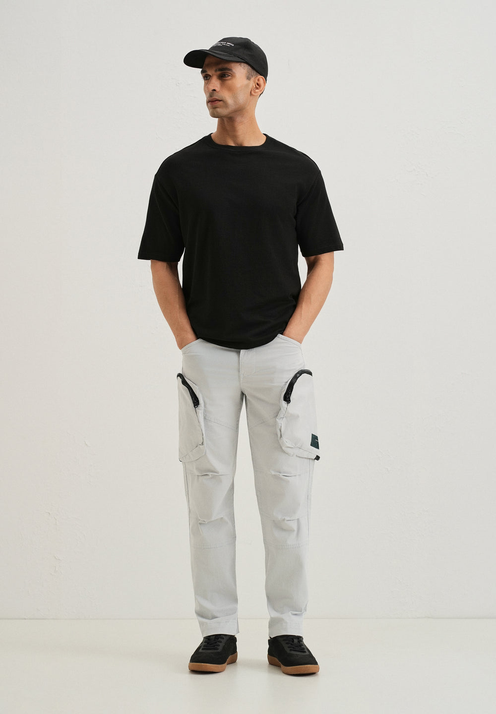 Light Gray Zipper Cargo Pant