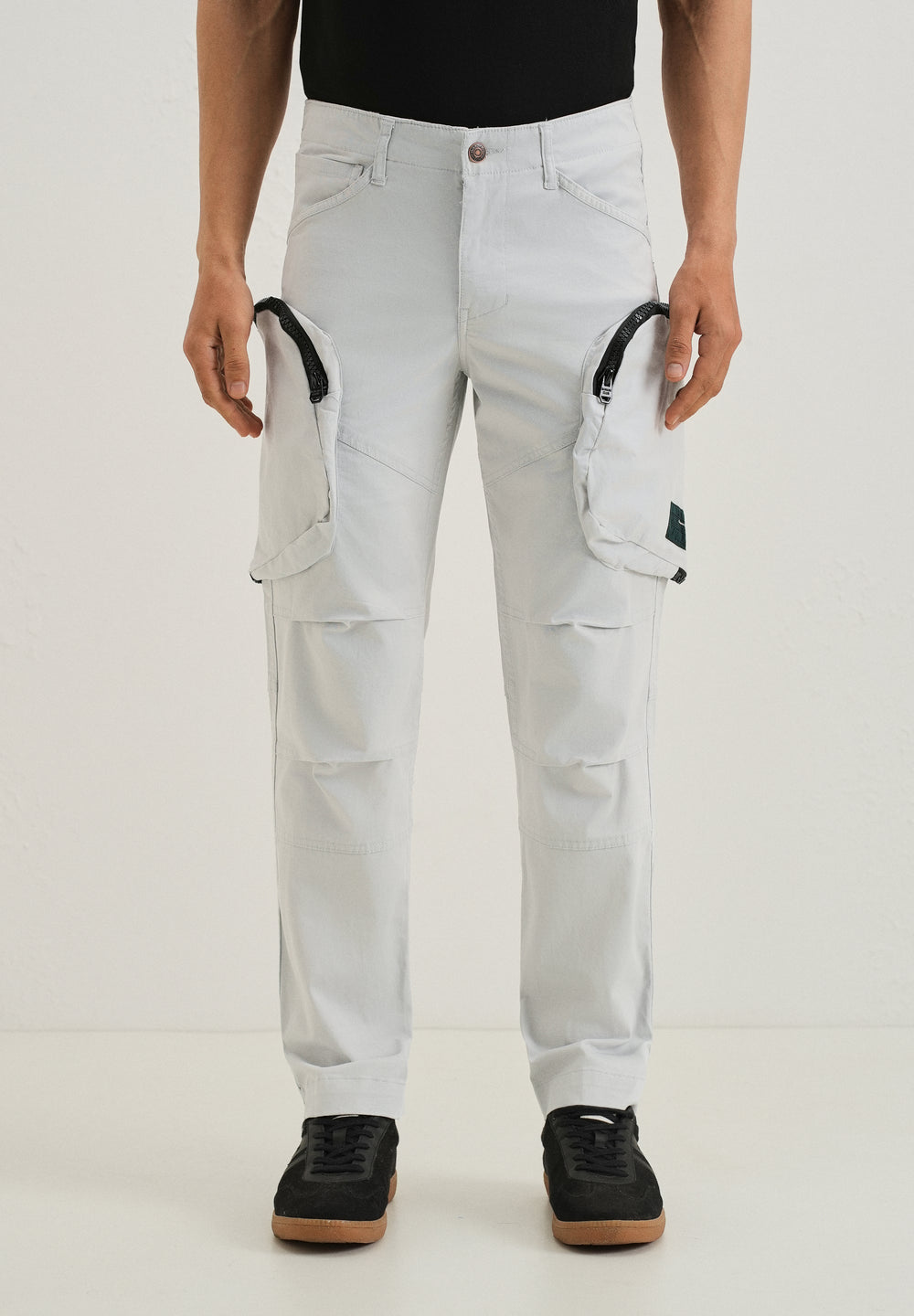 Light Gray Zipper Cargo Pant