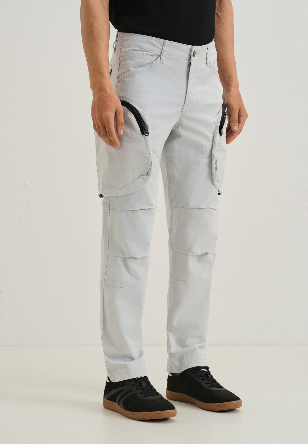 Light Gray Zipper Cargo Pant