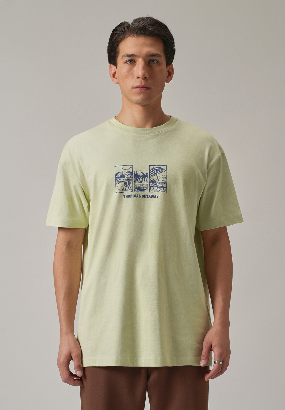 Light Green Back Printed Oversized T-Shirt
