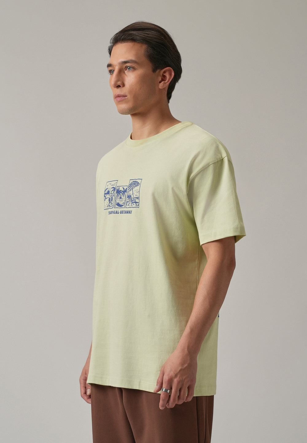 Light Green Back Printed Oversized T-Shirt
