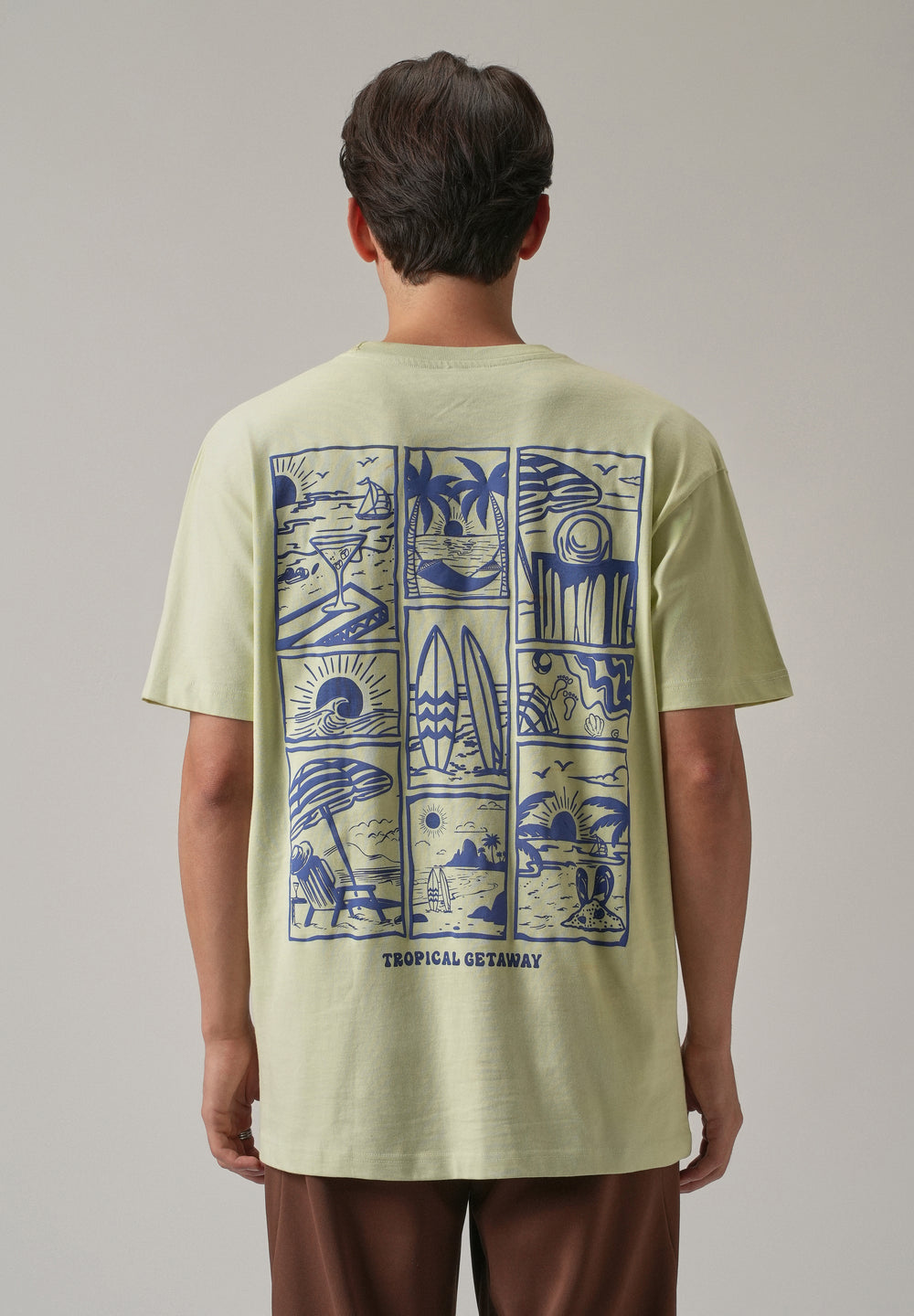 Light Green Back Printed Oversized T-Shirt