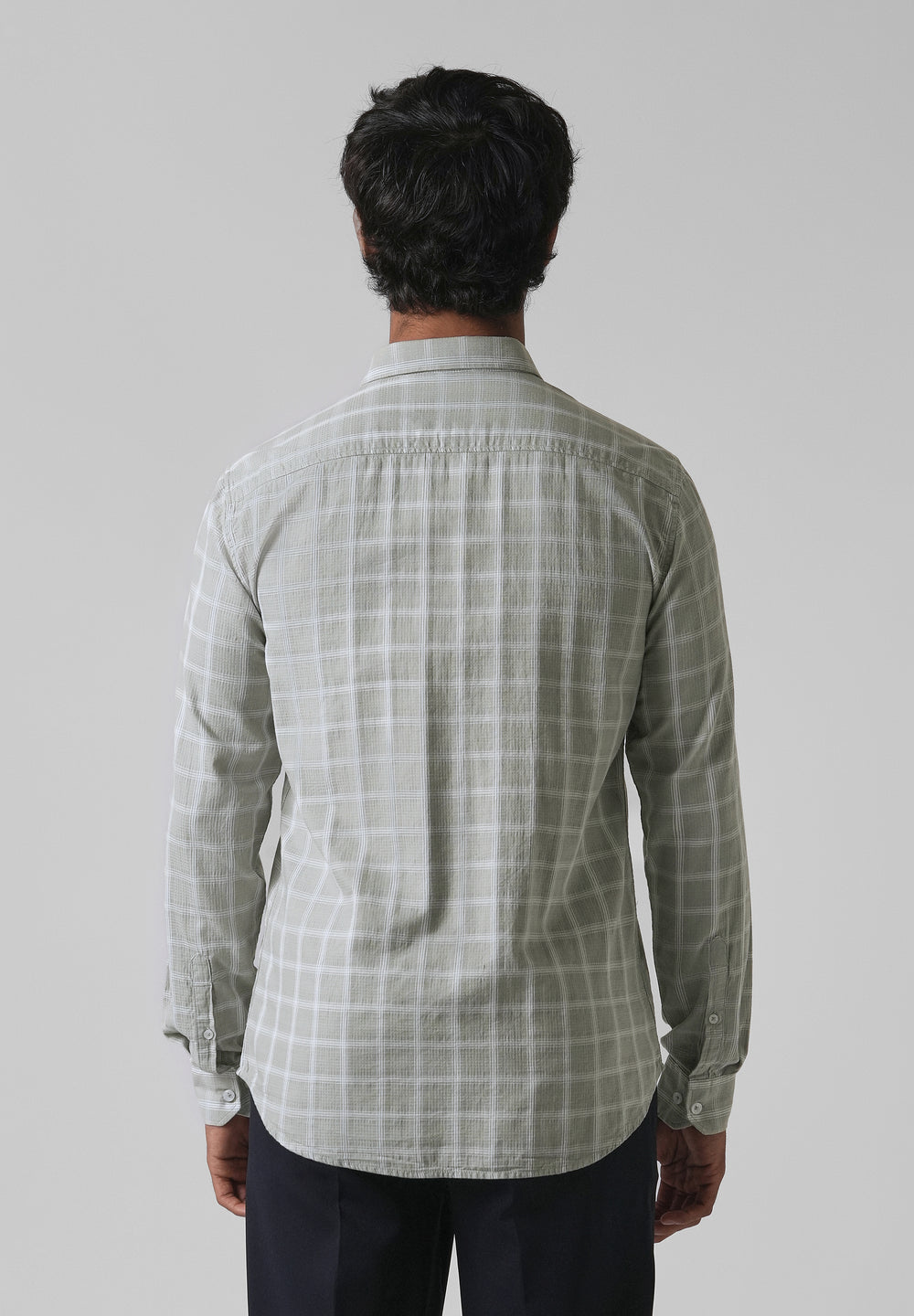 Light Green Cotton Check Shirt