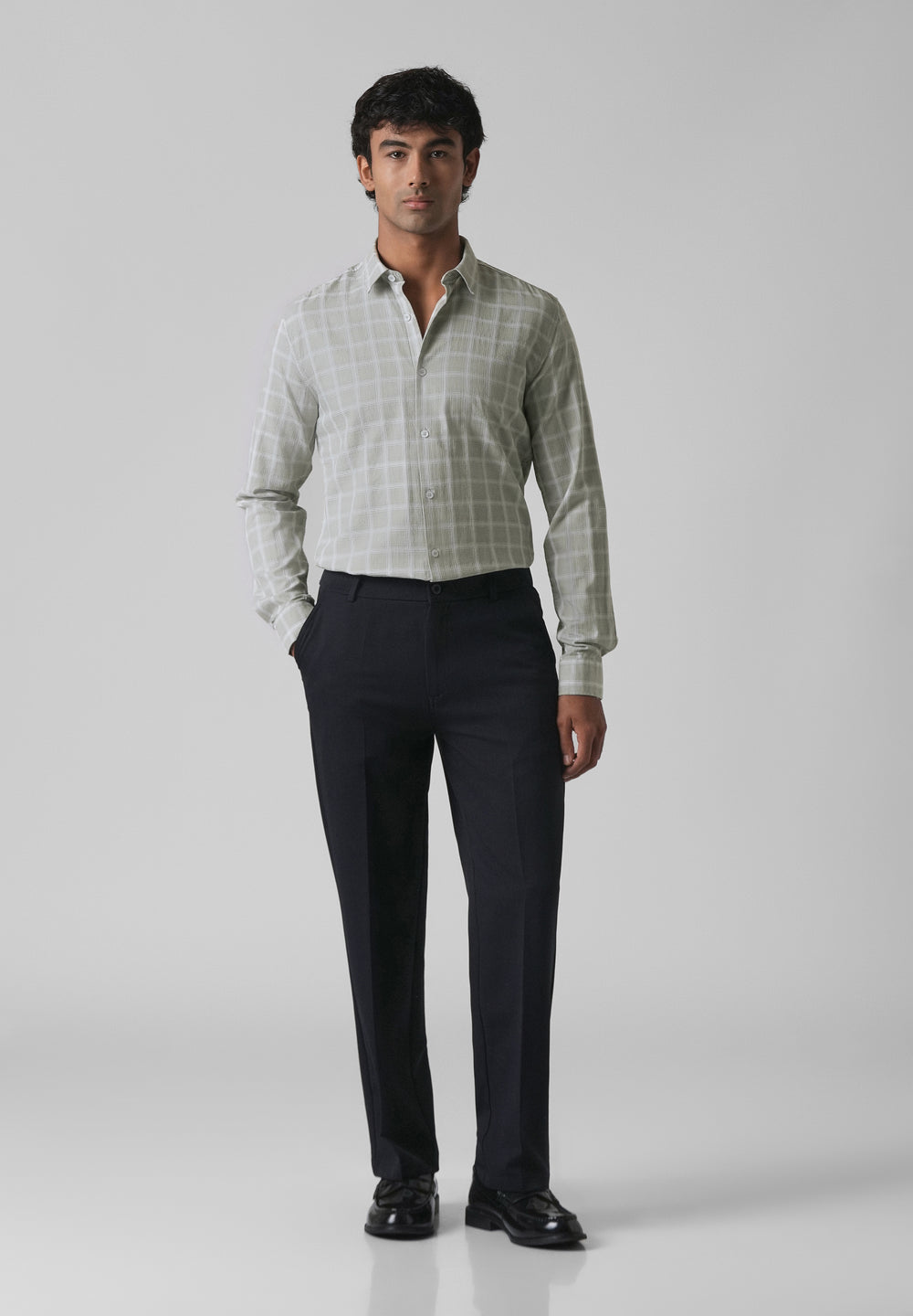 Light Green Cotton Check Shirt