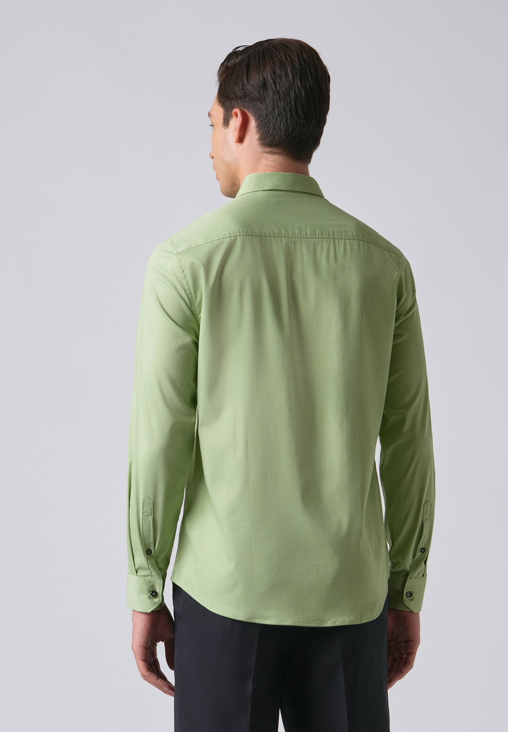 Light Green Cotton Stretch Plain Shirt