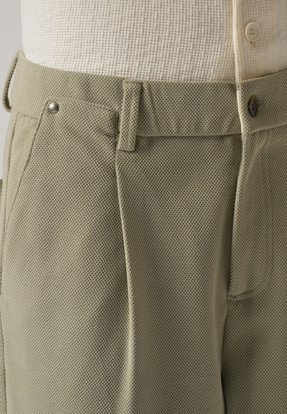 Light Green Textured Pleated Relaxed Fit Pant