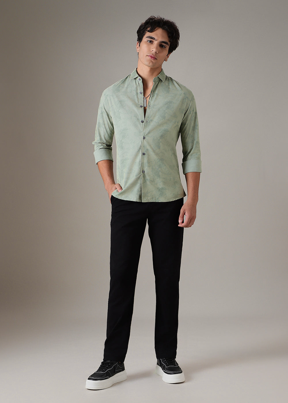 Light Green Printed Shirt