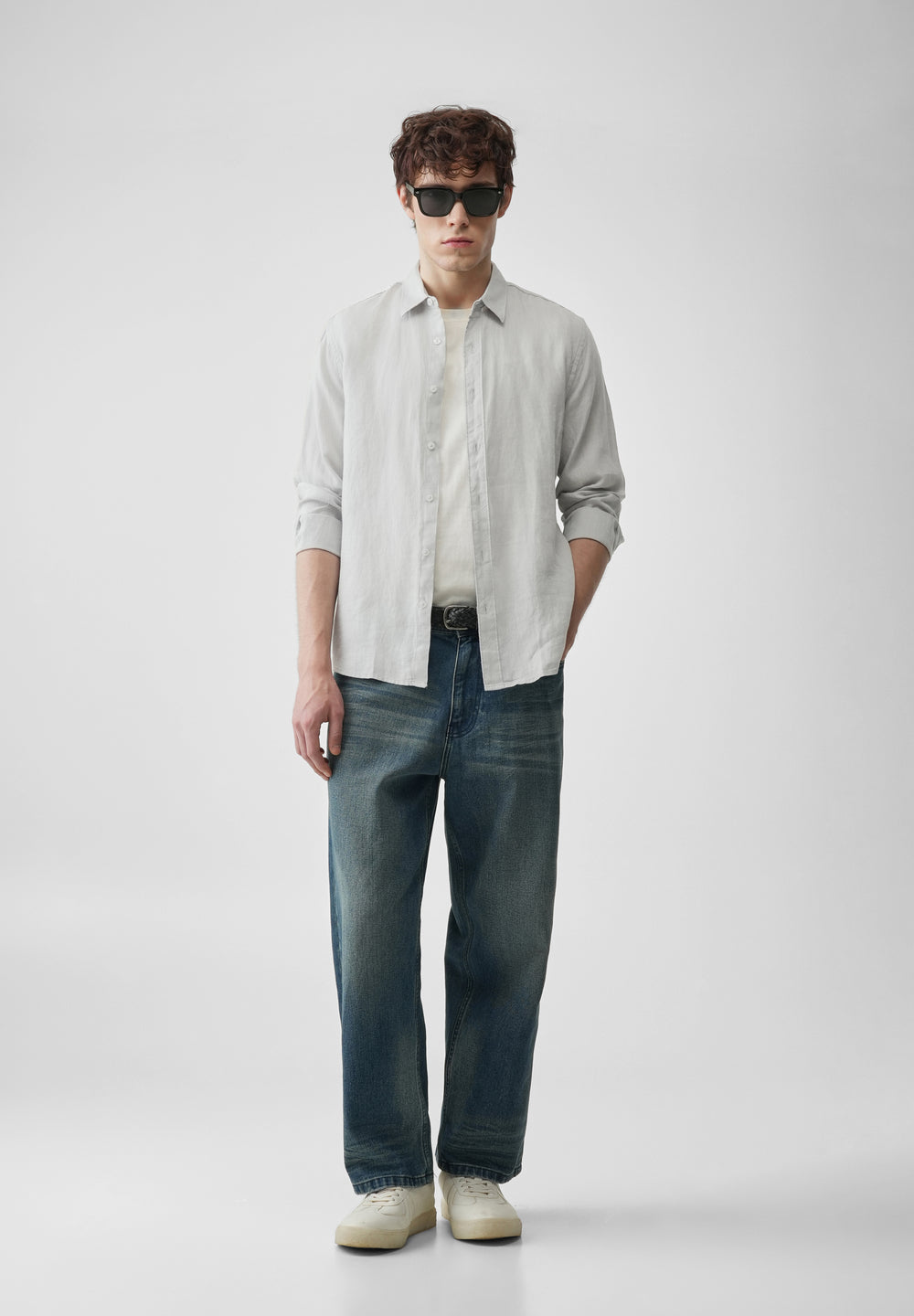 Light Grey 100% Pure Linen Shirt
