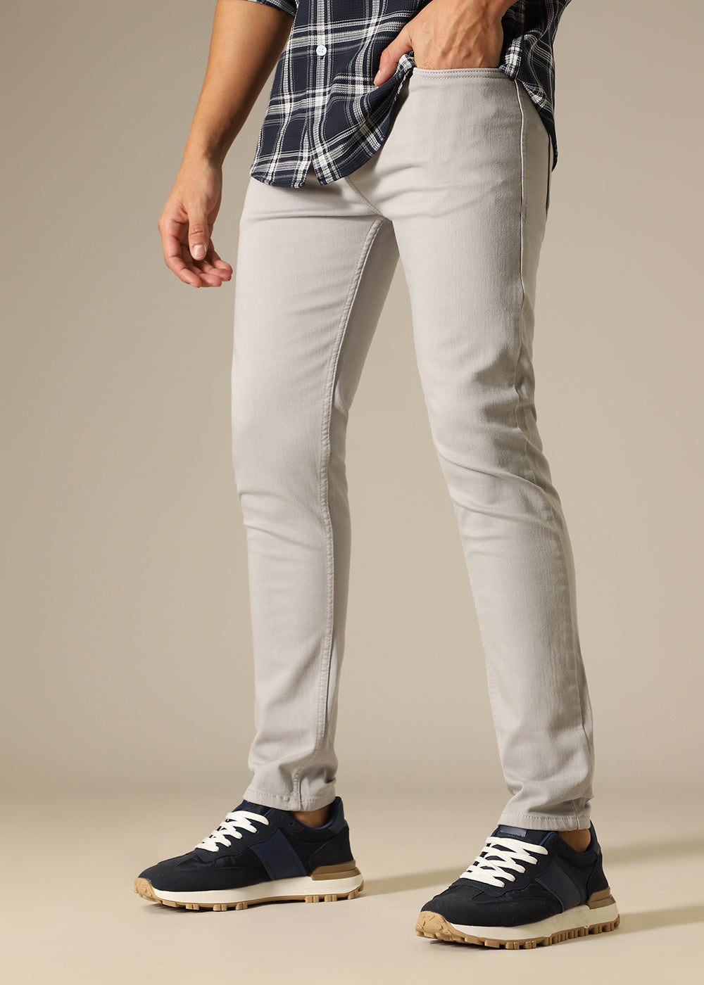 Light Grey Ankle Slim Fit Denim