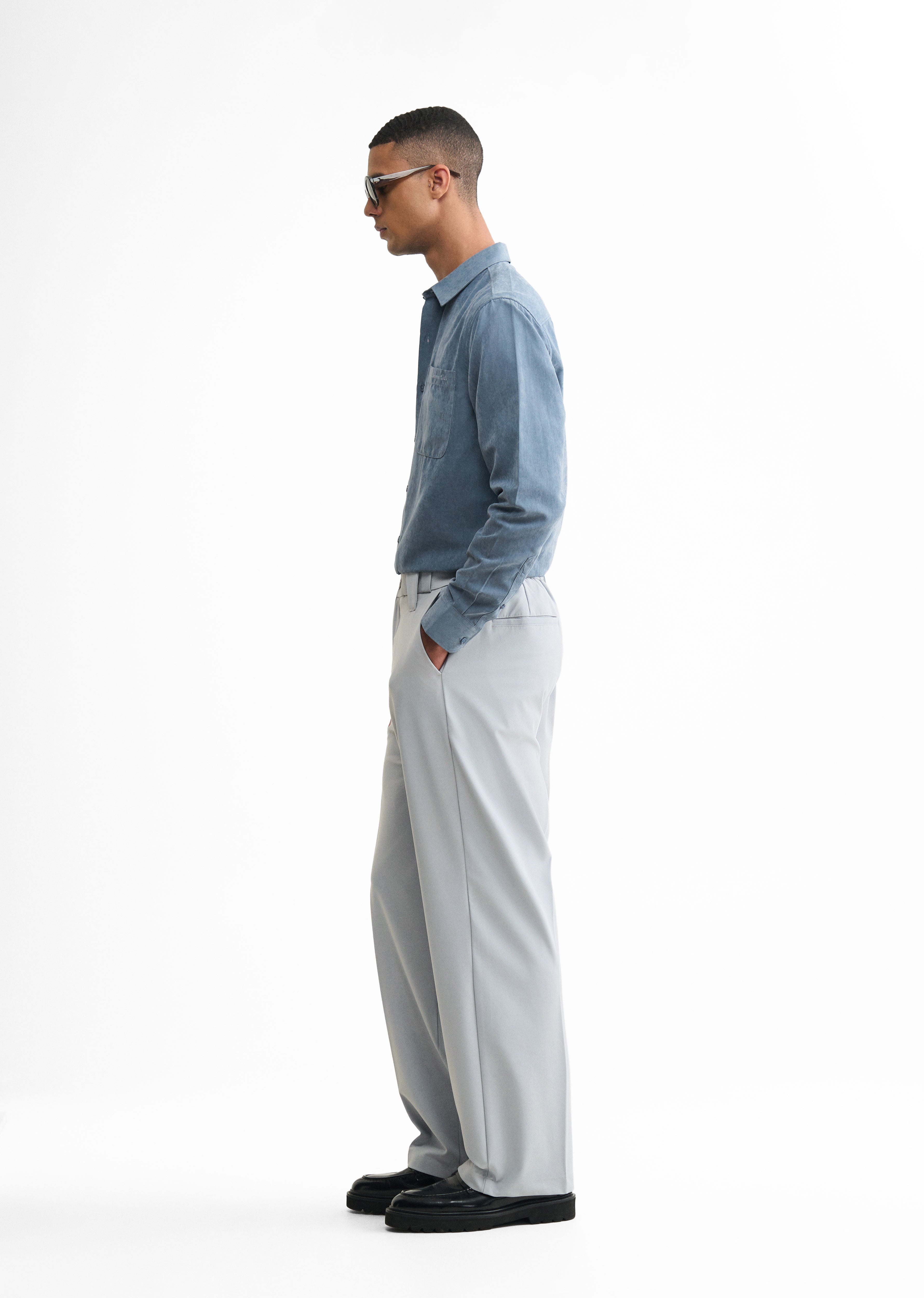 Light Grey Back Elastic Relaxed Fit Trouser