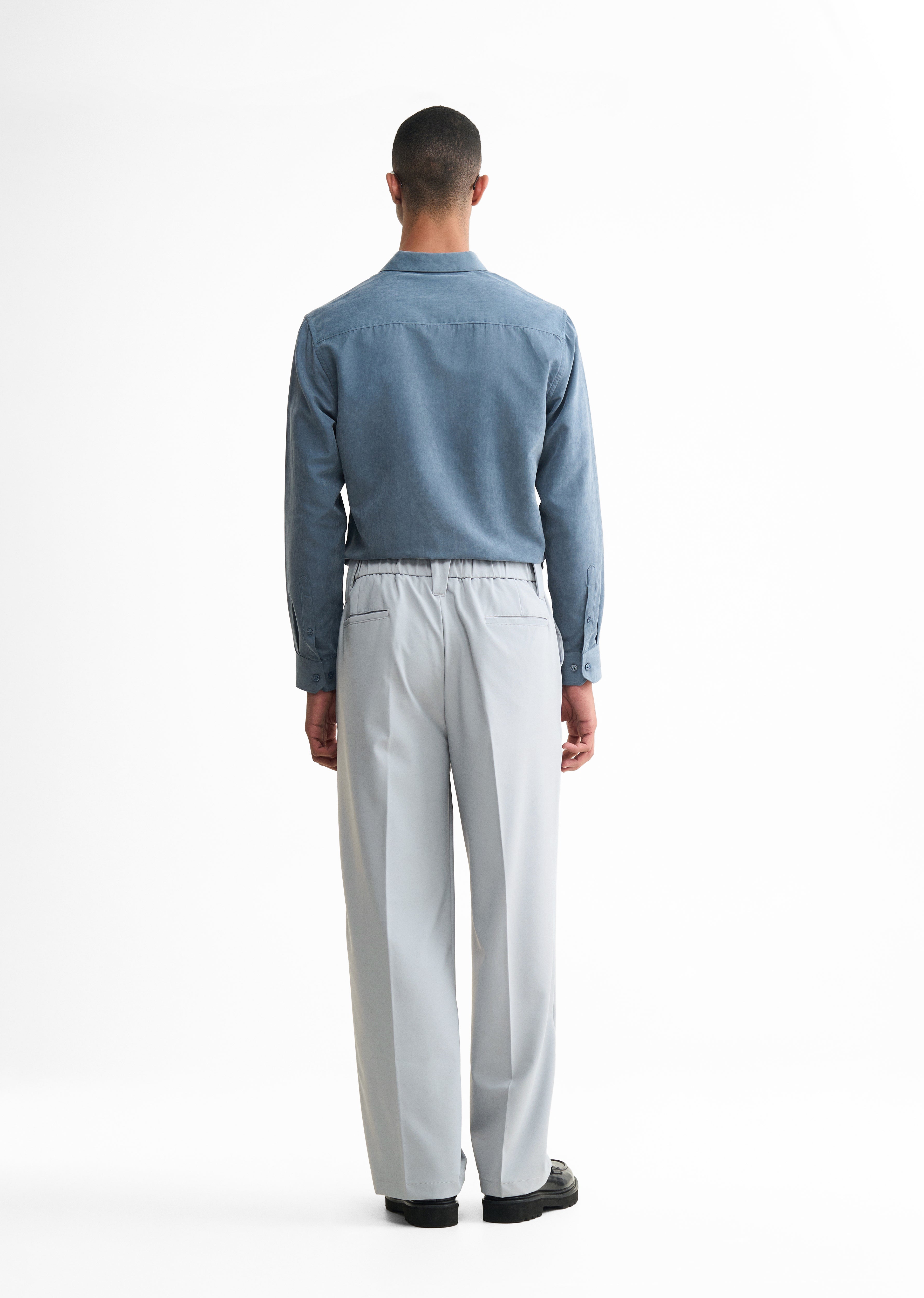 Light Grey Back Elastic Relaxed Fit Trouser