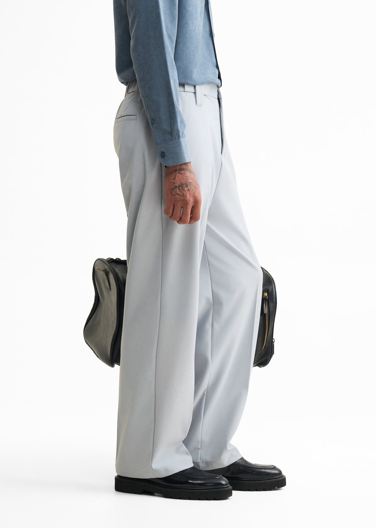 Light Grey Back Elastic Relaxed Fit Trouser