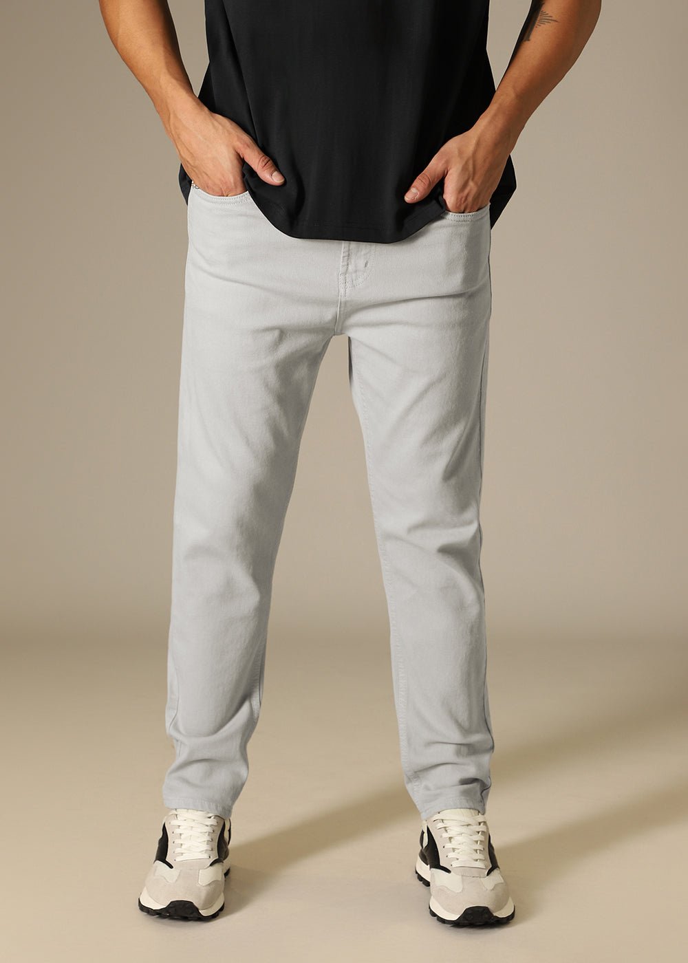 Light Grey Carrot Fit Denim