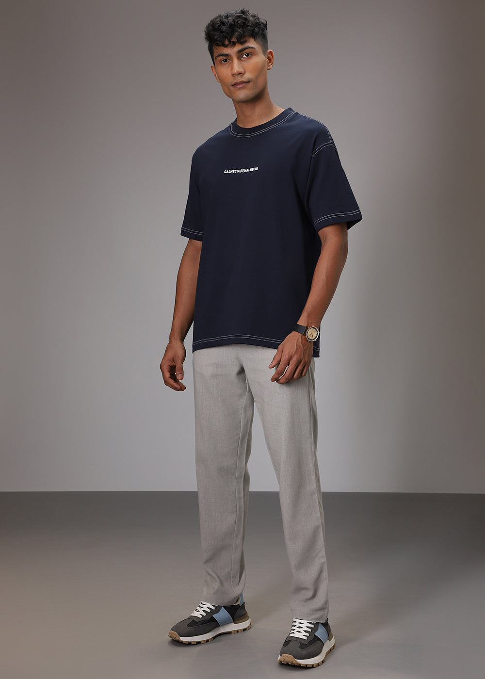 Light Grey Comfort Fit Linen Pant