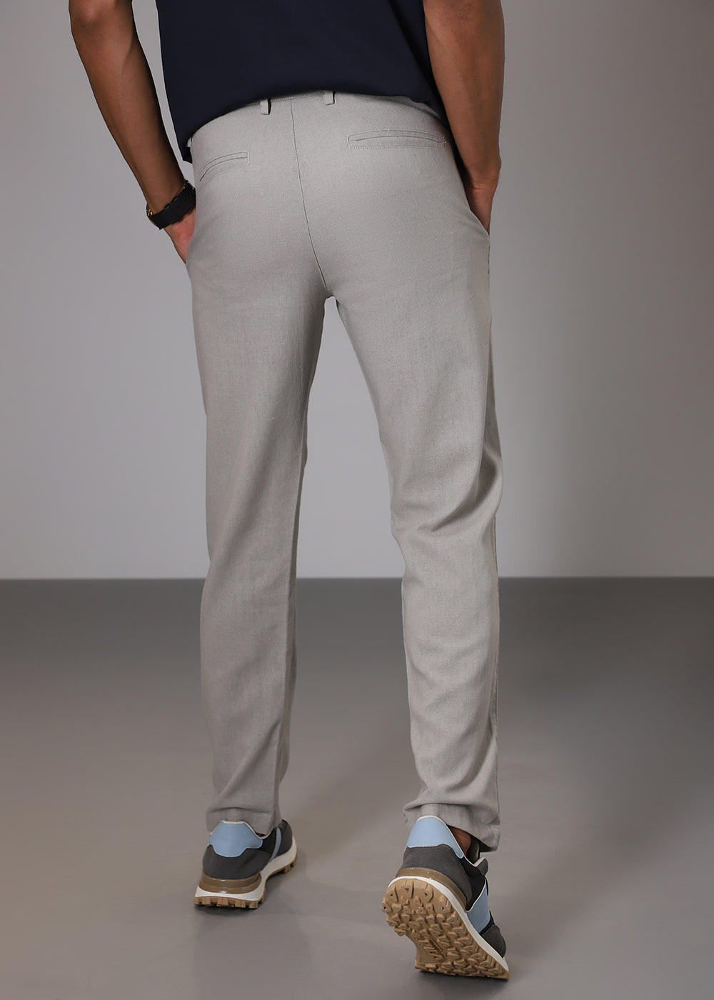 Light Grey Comfort Fit Linen Pant