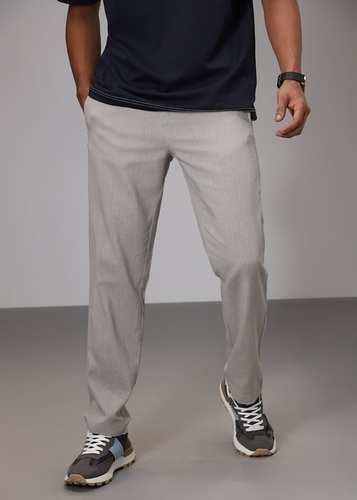 Light Grey Comfort Fit Linen Pant