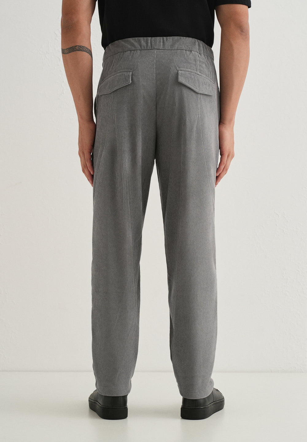 Light Grey Drawstring Corduroy Pant