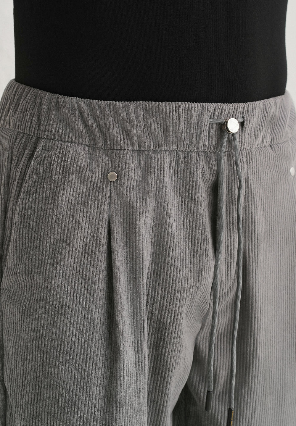 Light Grey Drawstring Corduroy Pant
