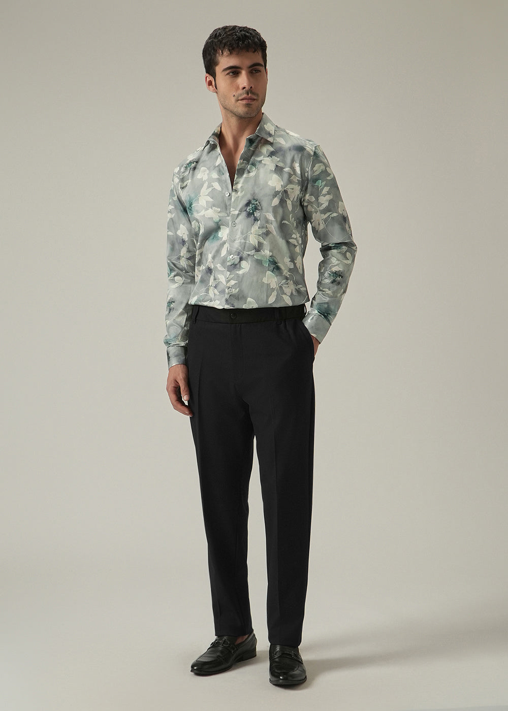 Light Grey Floral Print Shirt