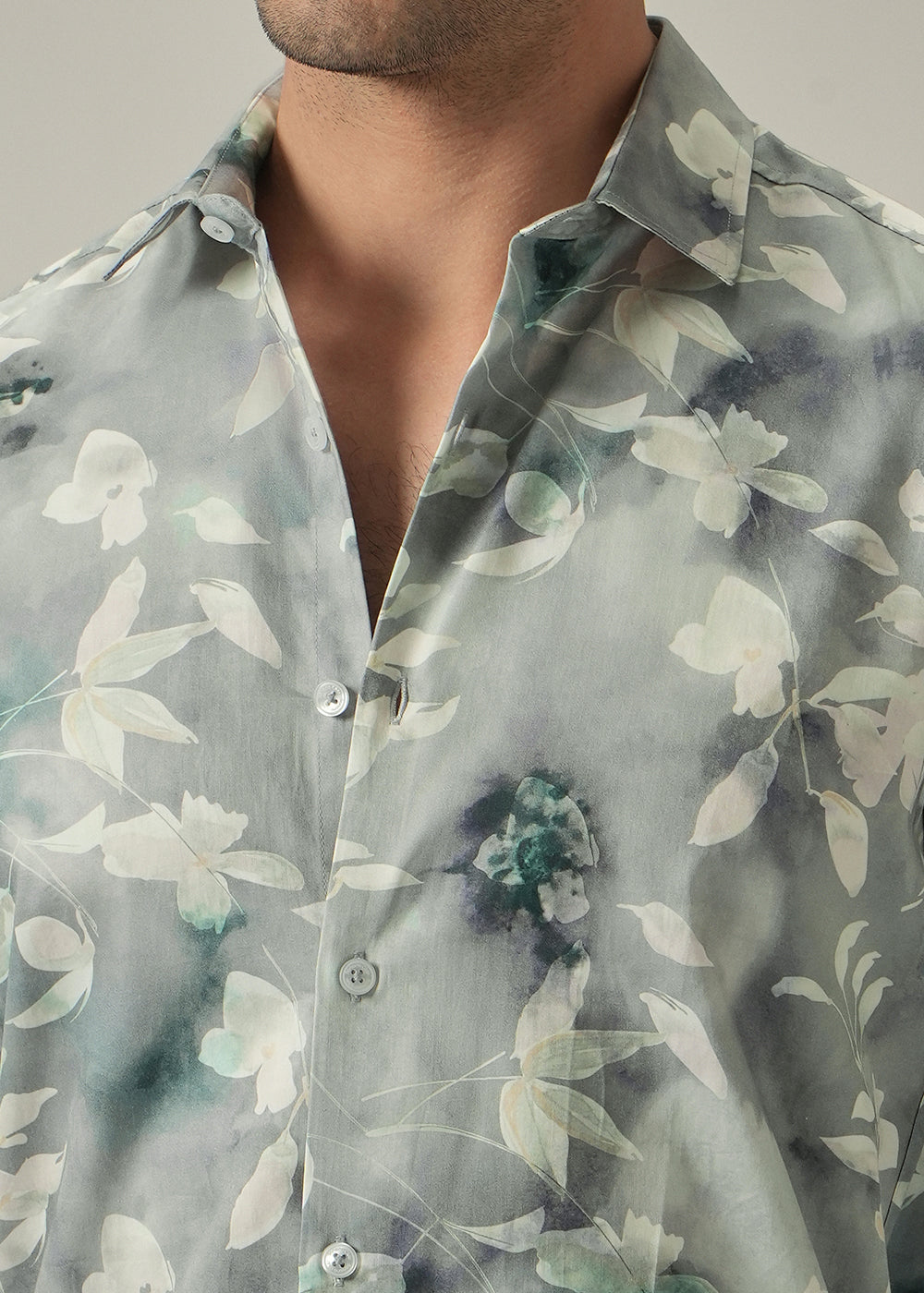 Light Grey Floral Print Shirt