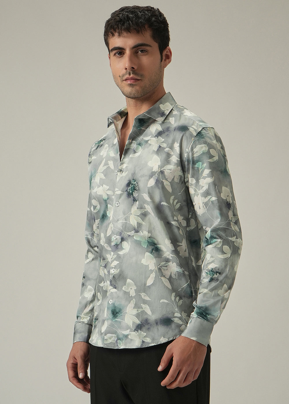 Light Grey Floral Print Shirt
