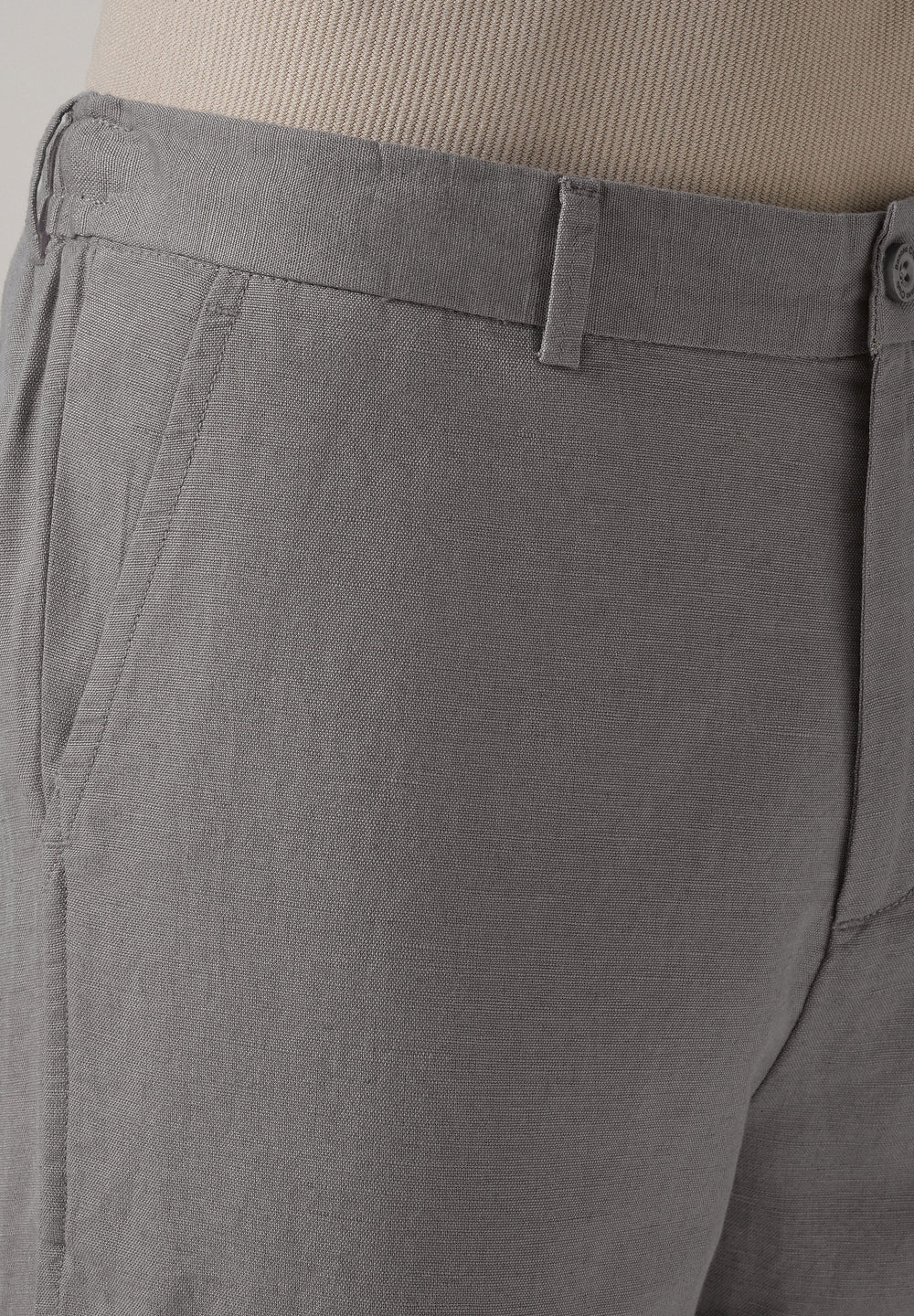 Light Grey Linen Relaxed Fit Trouser