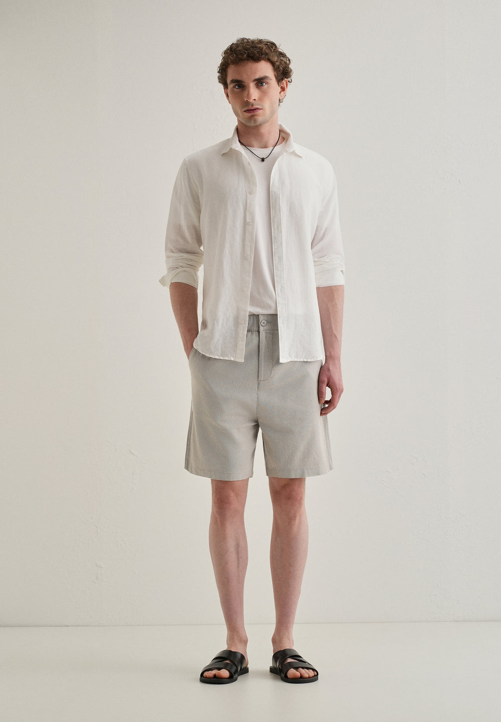 Light Grey Linen Shorts