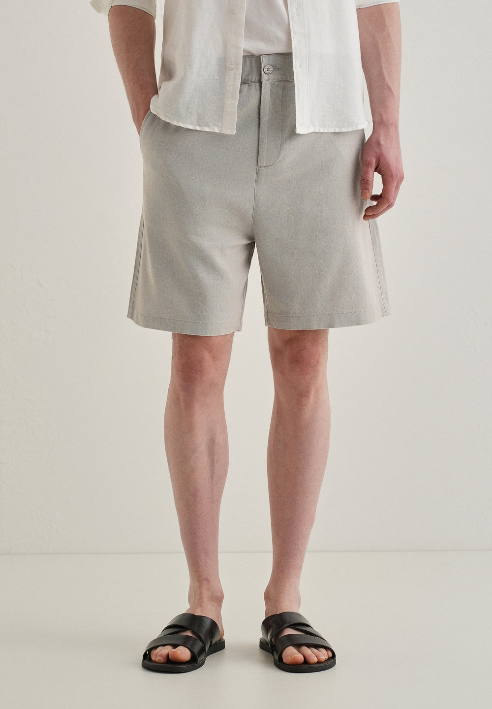 Light Grey Linen Shorts