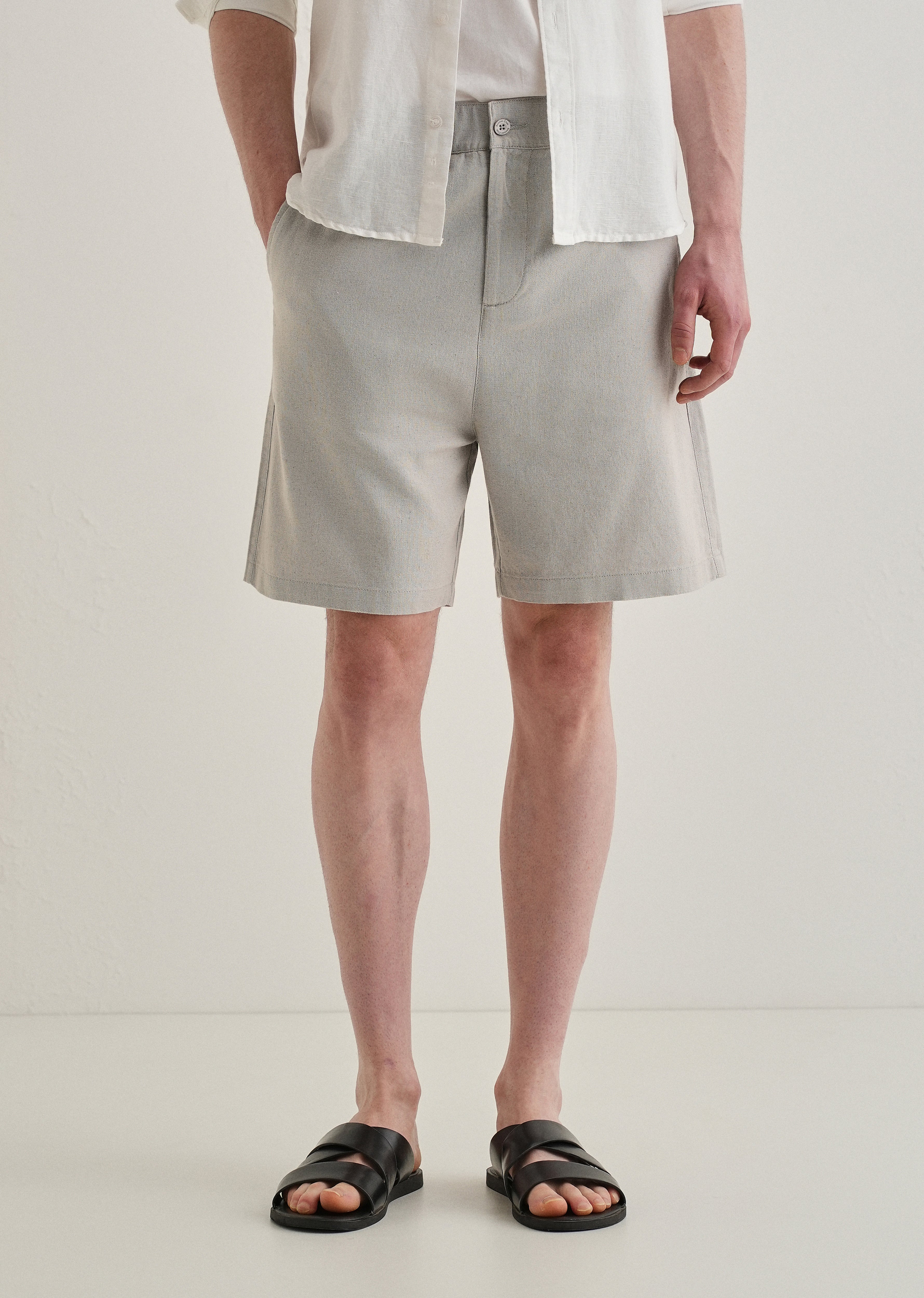 Light Grey Linen Shorts