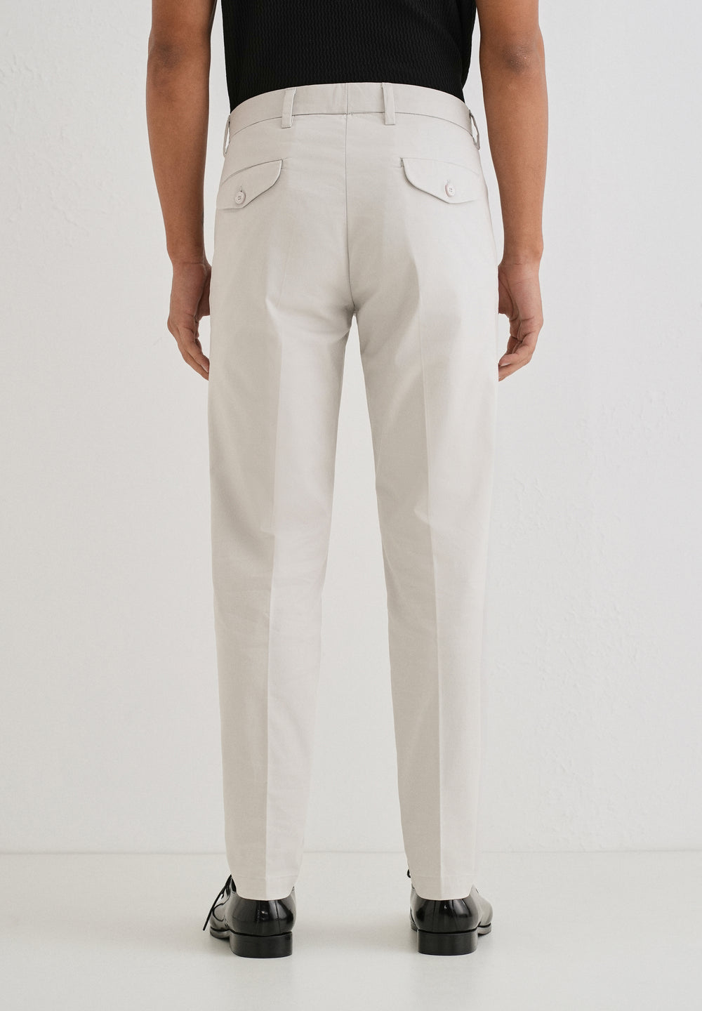 Light Grey Plain Pleated Chinos
