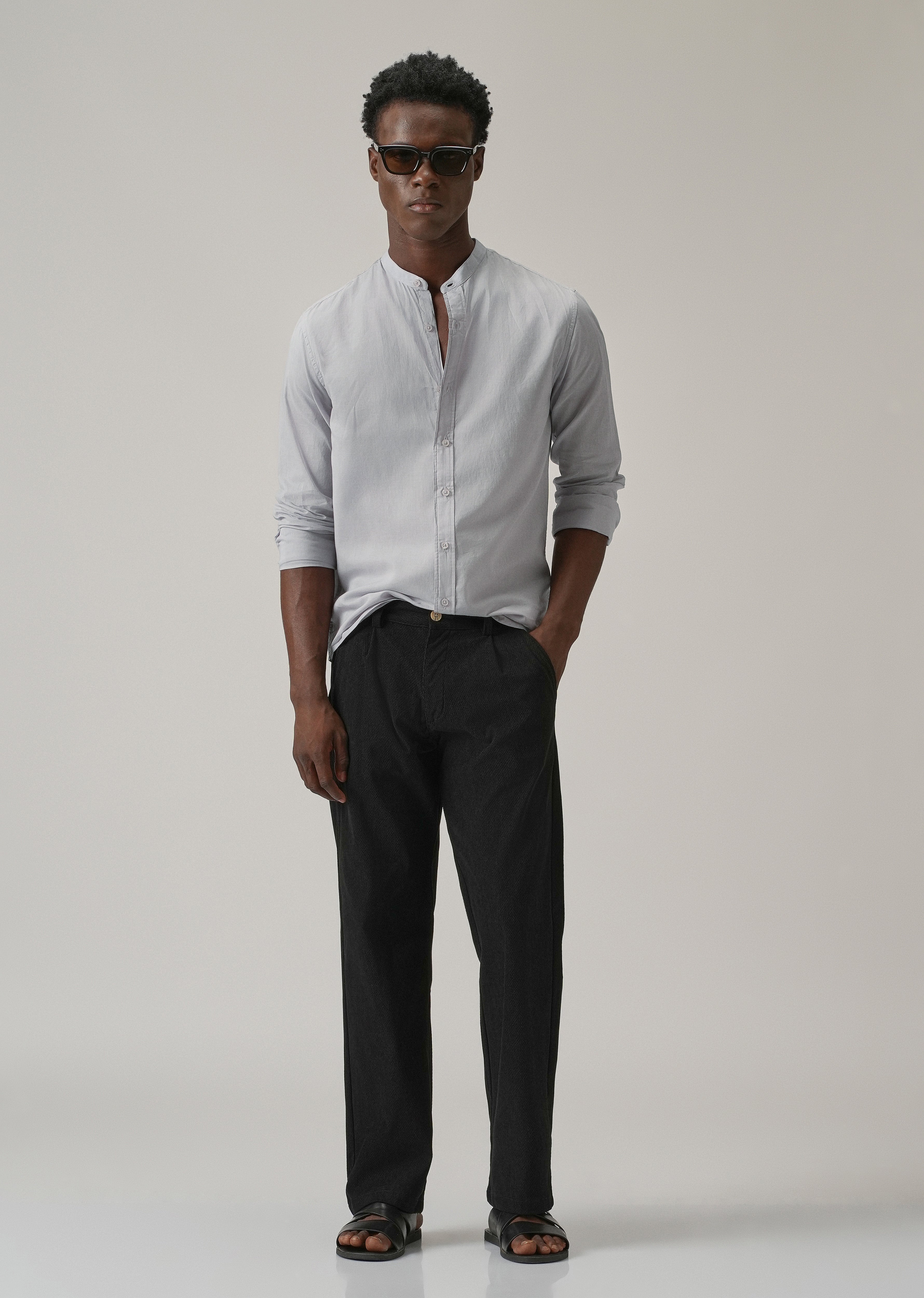 Light Grey Plain Cotton Shirt