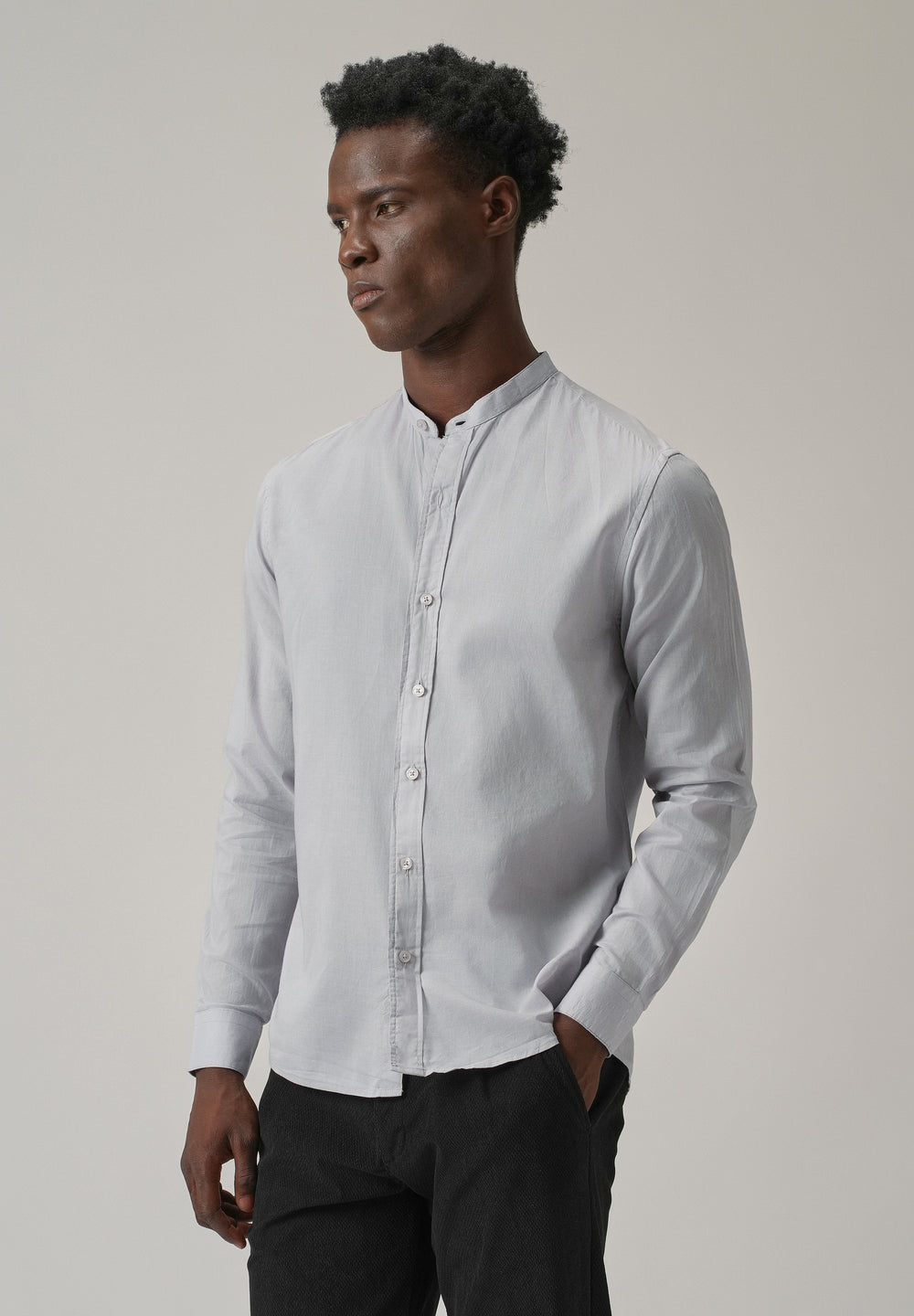 Light Grey Plain Cotton Shirt