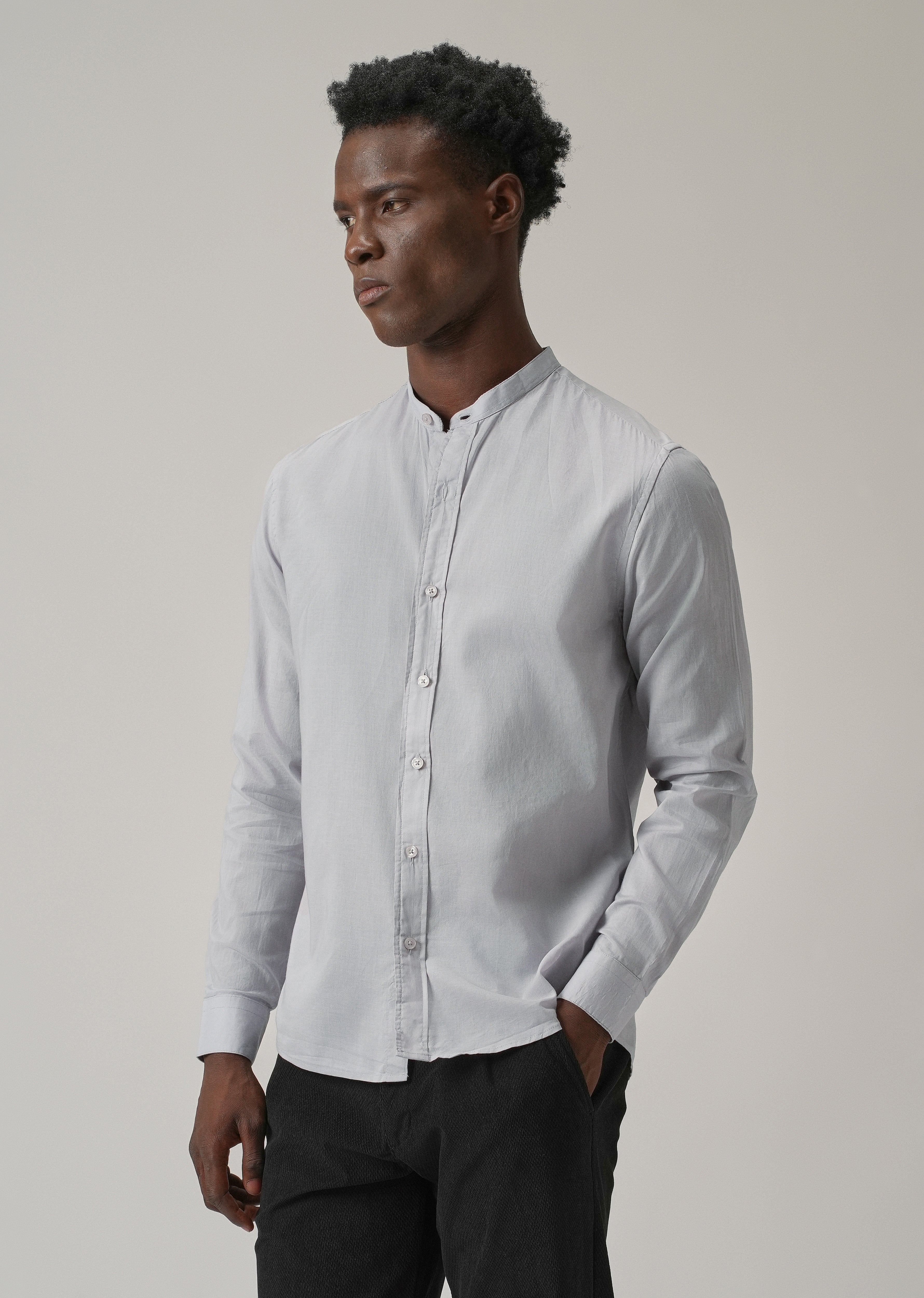 Light Grey Plain Cotton Shirt