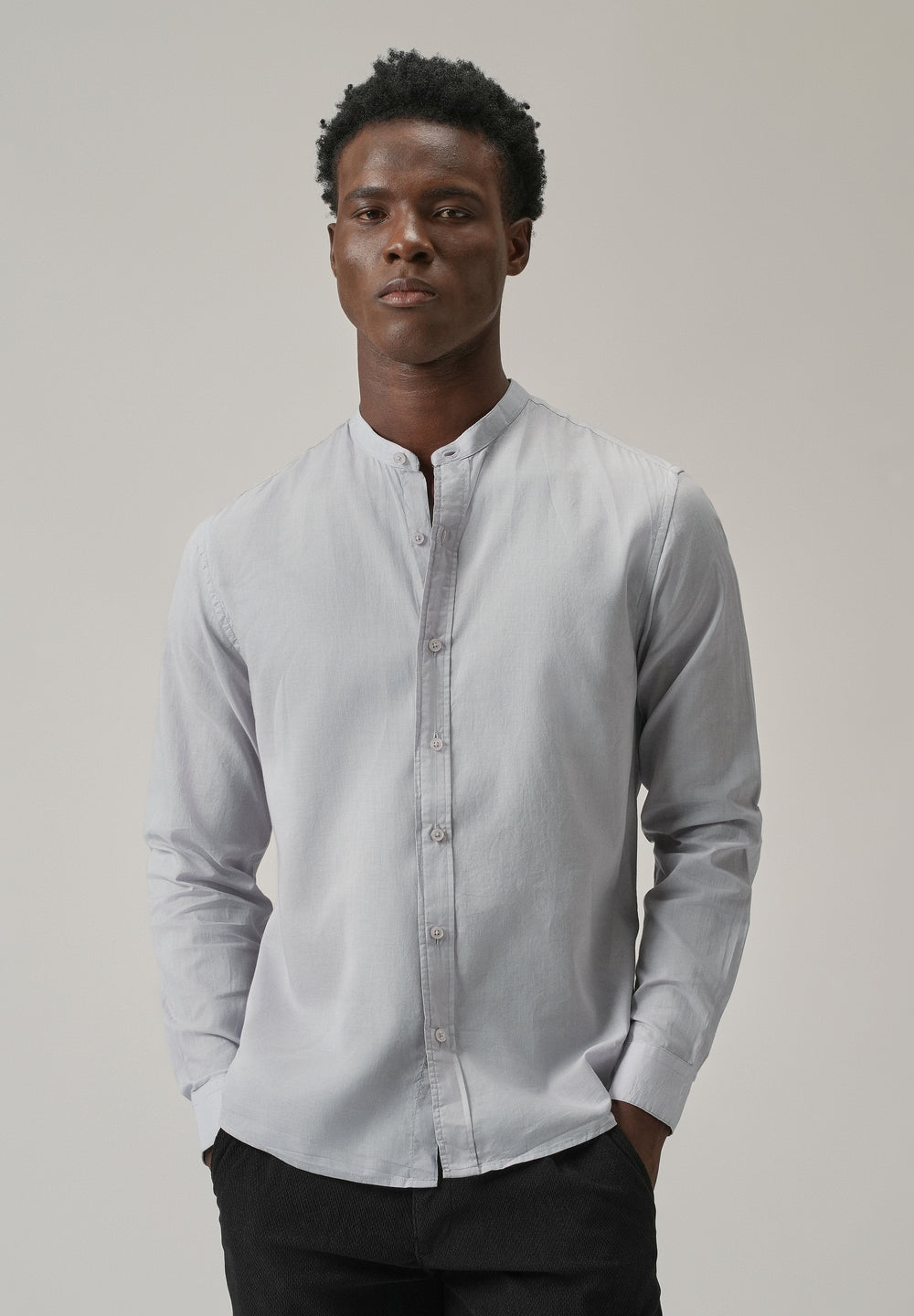 Light Grey Plain Cotton Shirt