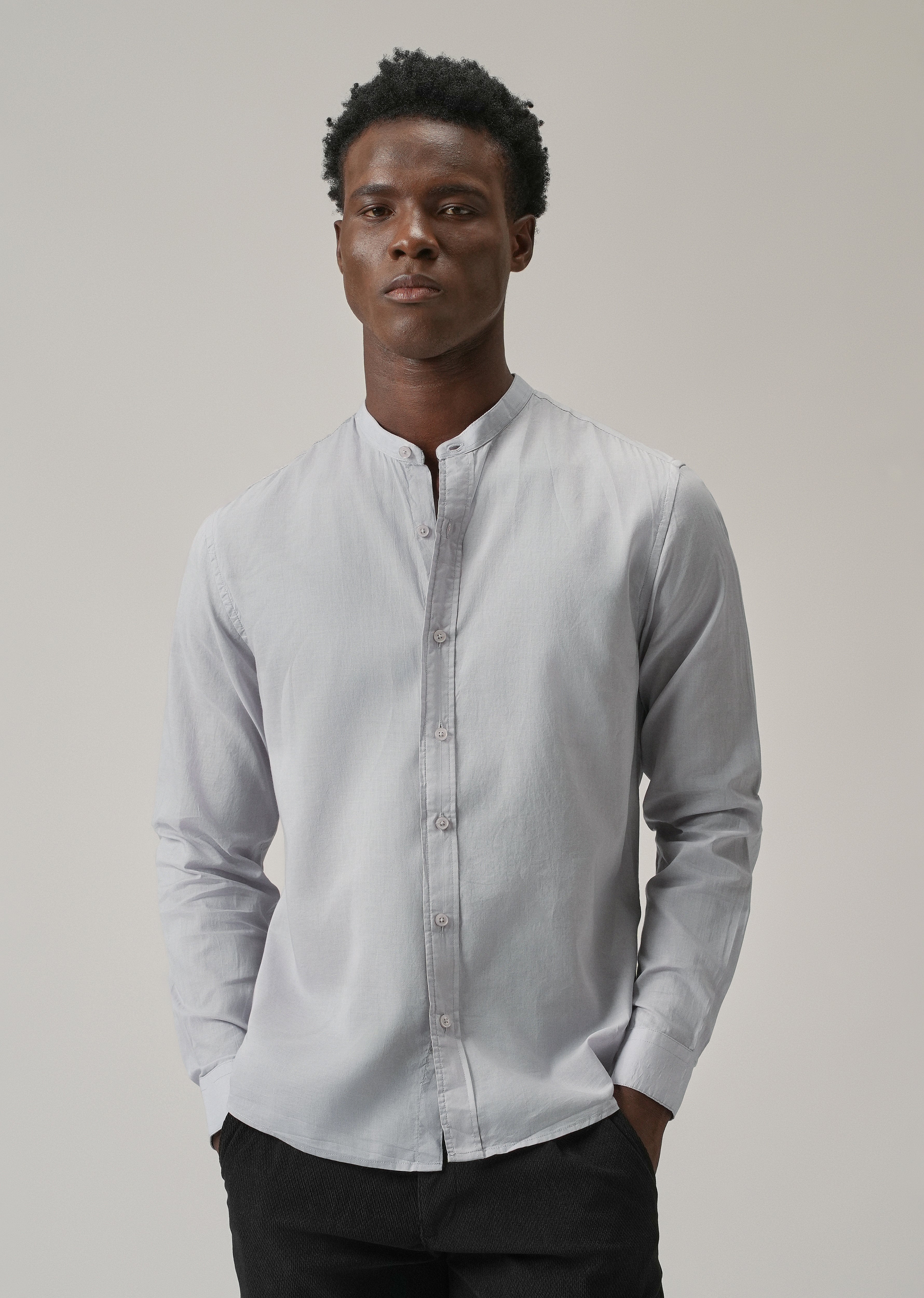 Light Grey Plain Cotton Shirt